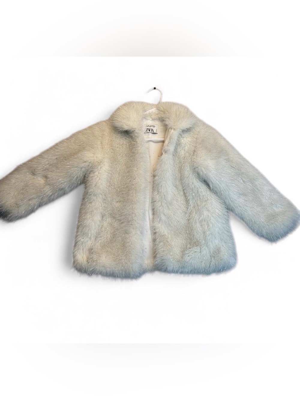 Zara Faux Fur Coat in Pale Cream